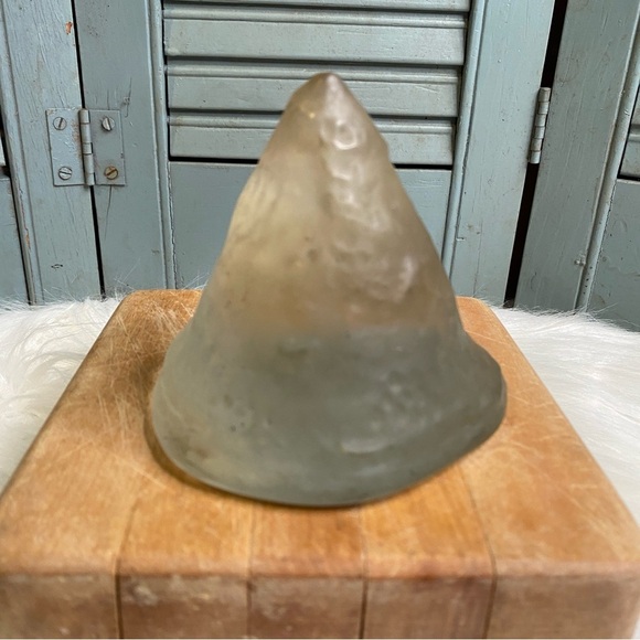 Glass Cone Mountain Frosted Textured Sides Paperweight - Picture 3 of 6